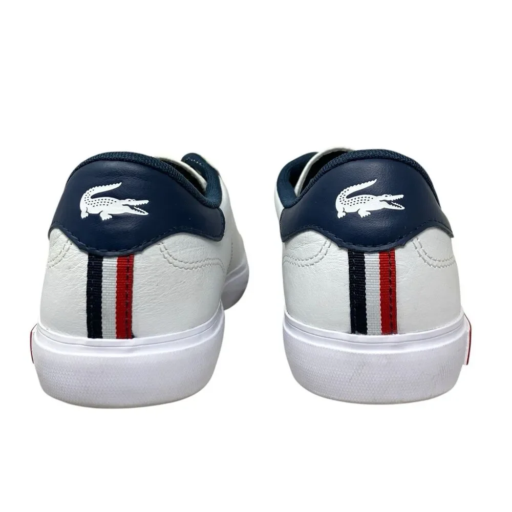 Lacoste Sneakers‎ Womens 7.5 White Leather Powercourt Preppy Americana Red Blue